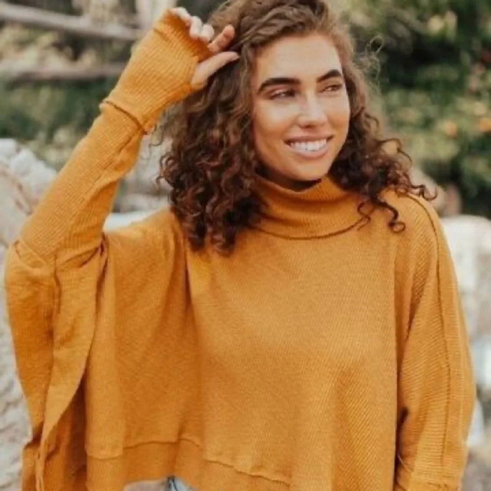 Free People We the Free Orange Turtle Neck Sweater - Picture 4 of 15